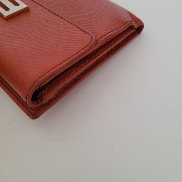 Etro Modern Brick Red Medium Leather Wallet Compact Logo Italian Bifold Solid - Picture 13 of 15